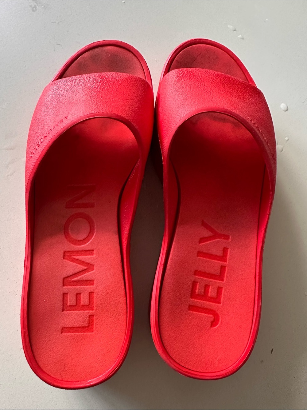 Lemon Jelly Women's Bright Red Wedge Slides